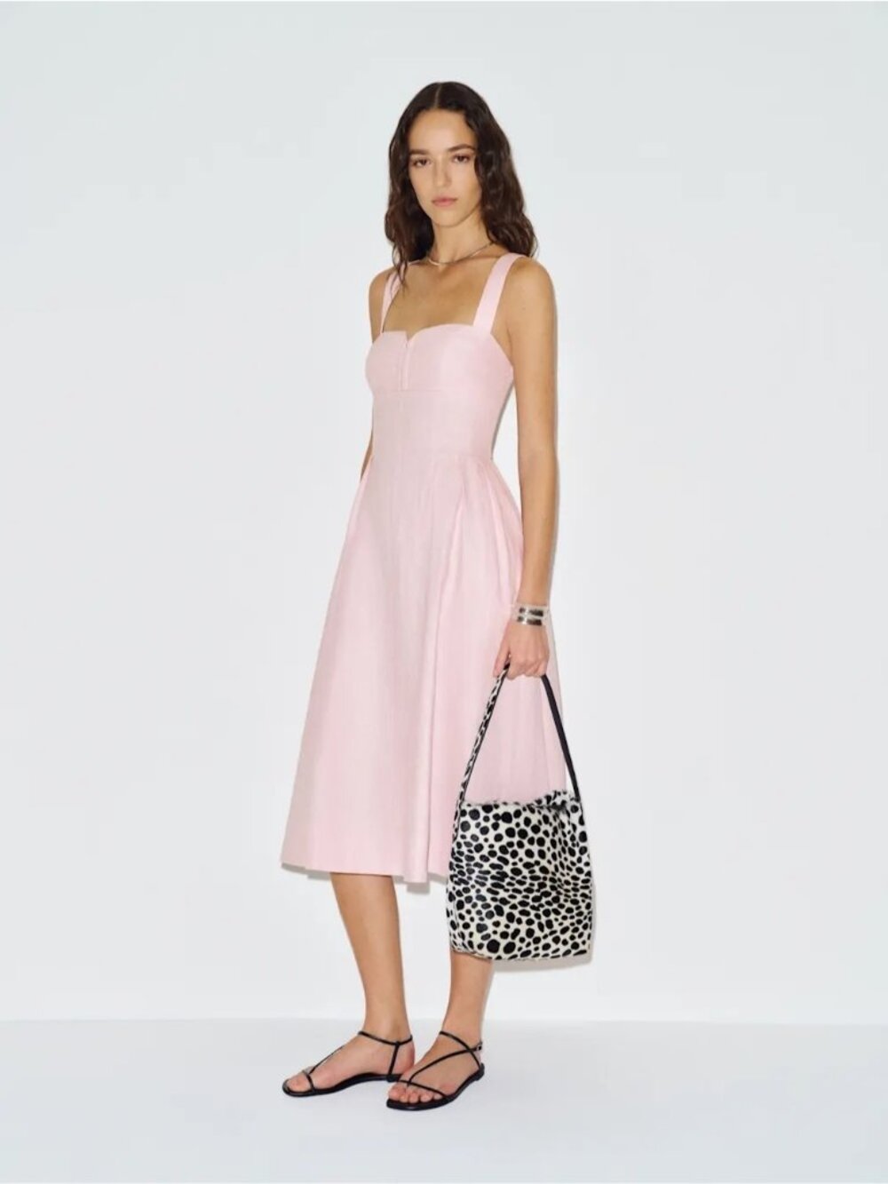 NEW Reformation Roma Midi Linen Dress Cherry Blossom Light Pink | US 0 UK 4 - Picture 1 of 15
